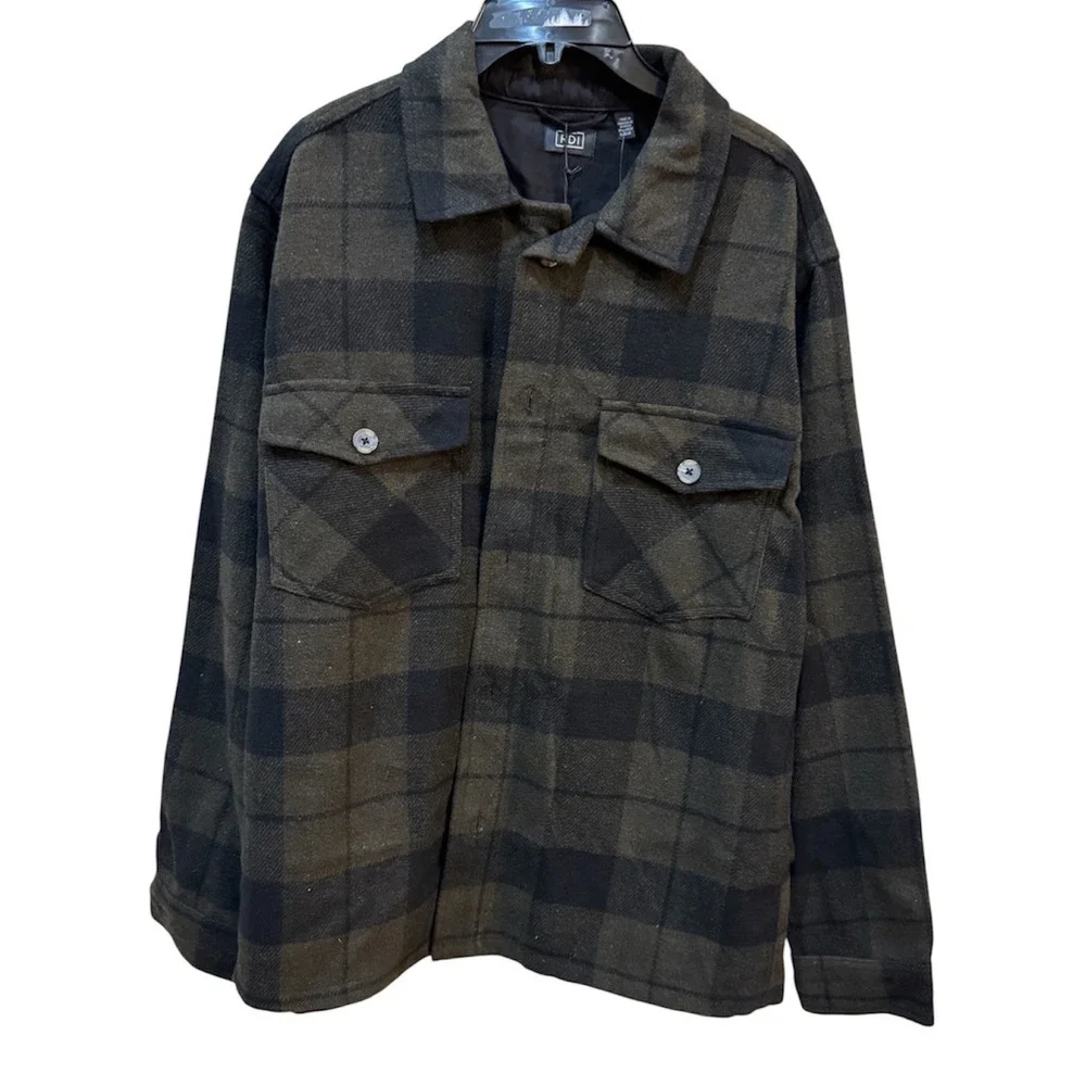 NEW RDI Men's Plaid Shacket Size Large Wool Blend Outdoors Button Down Shirt